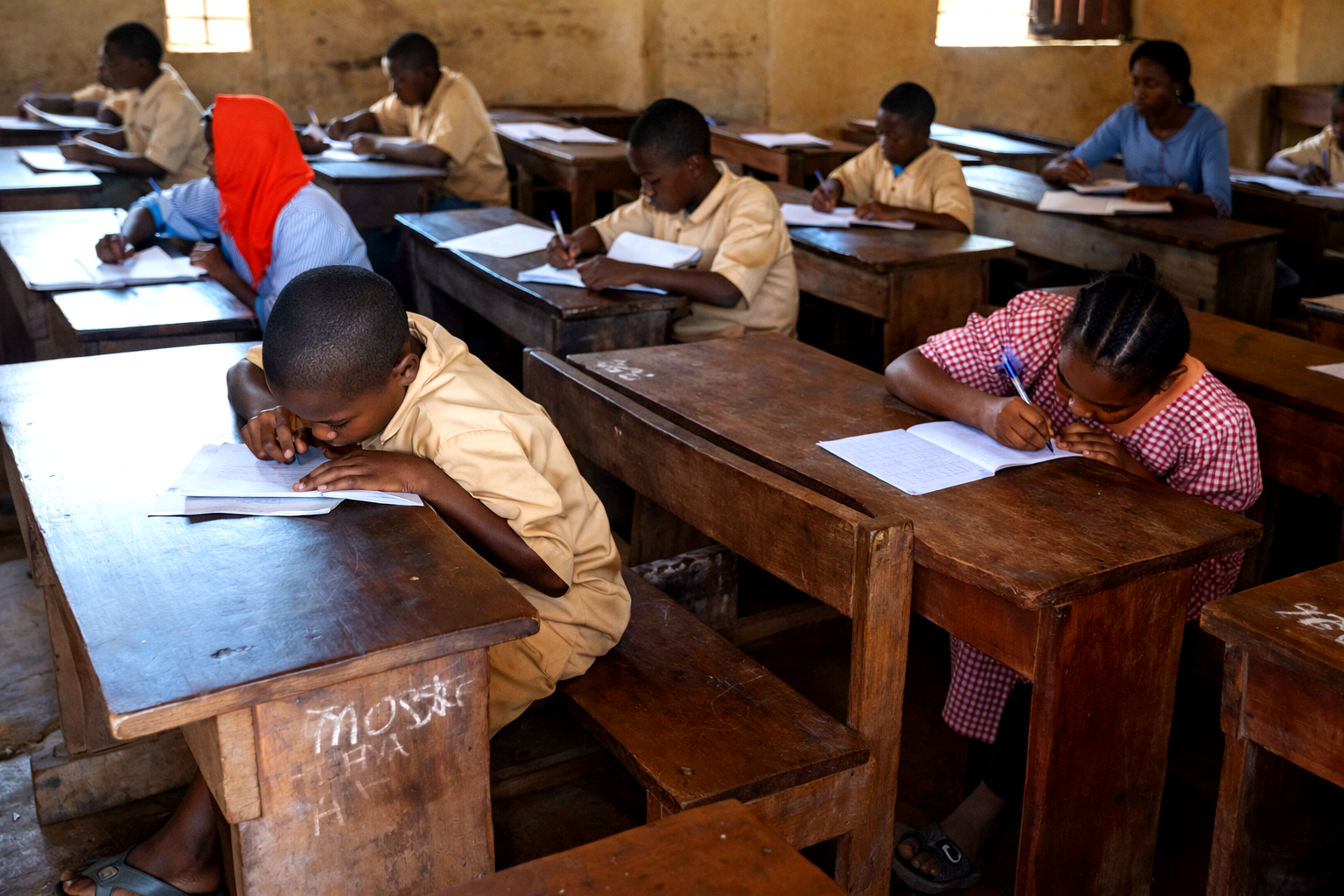 Students taking exam