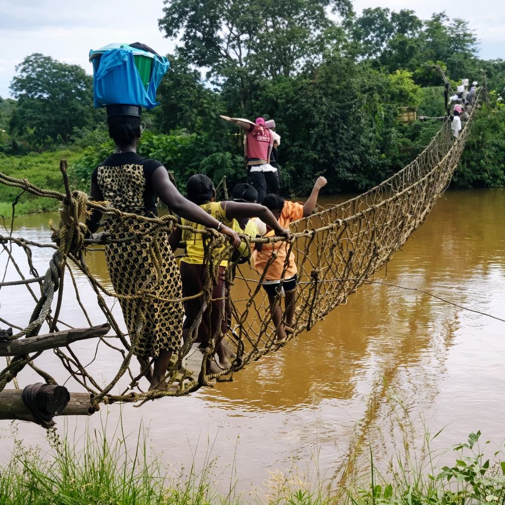 Vine bridge connecting Timbo communities